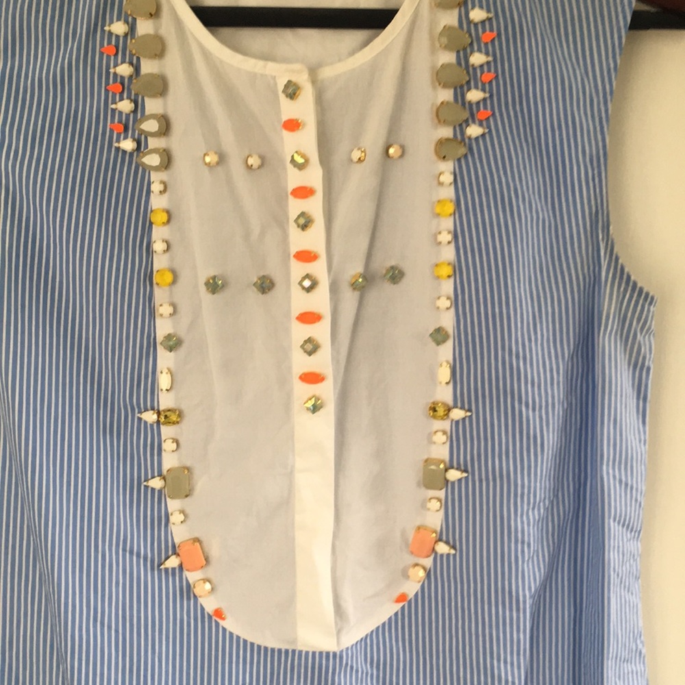 J. Crew Crystal Embellished Tuxedo Shell - Picture 2 of 7